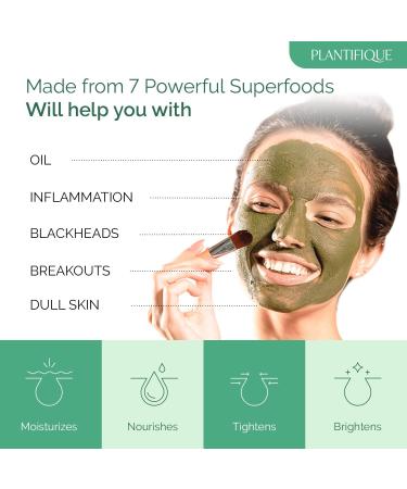 Plantifique Organic Clay Mask with Avocado & Green Tea - Vegan Skincare for Radiant Skin - Buy Online on SooperMarket.com