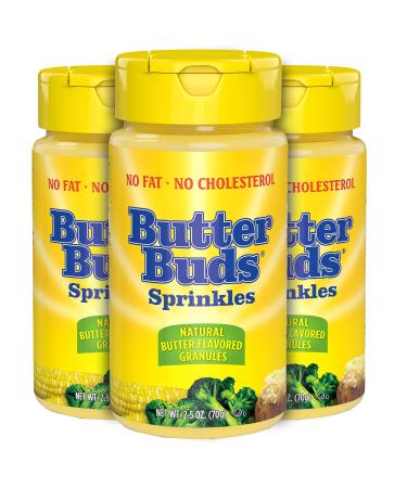 Butter Buds Sprinkles - Butter Flavor Granules - Natural - Gluten-Free - Lightly Salted Fat-Free Butter Substitute, 2.5oz (Pack of 3)