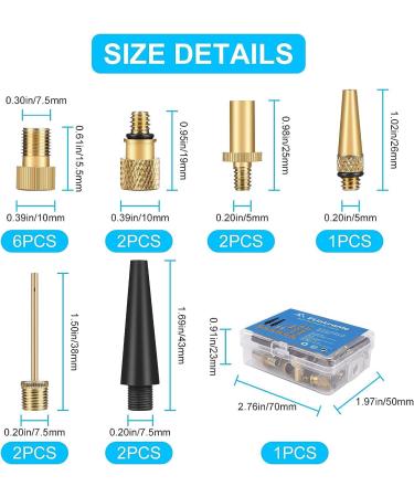 Flintronic Bicycle Valve Adapter Set - 15 Pieces for DV SV AV & Dunlop Flash Valves | Cone Adapters & Ball Needles for Bicycles Air Mattresses & Balls - International Shipping Available - Buy Online on SooperMarket.com