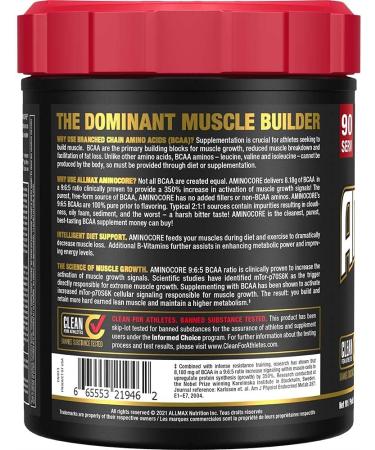 ALLMAX Nutrition - Aminocore BCAA - 8g BCAAs - 100% Pure Branch Chained Amino Acids - Gluten Free - Sweet Tea - 945 Gram Sweet Tea 945.0 g (Pack of 1) 8g Bcaas - Buy Online on SooperMarket.com