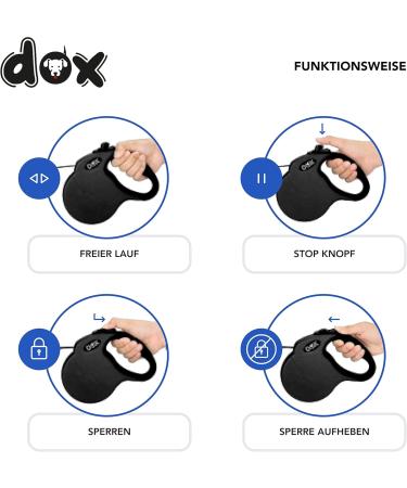 Buy DDOXX Black Dog Leash - Reflective Nylon Bite-Proof 4M Up to 10kg - Stable Roller Break & Lock System | International Shipping - Buy Online on SooperMarket.com