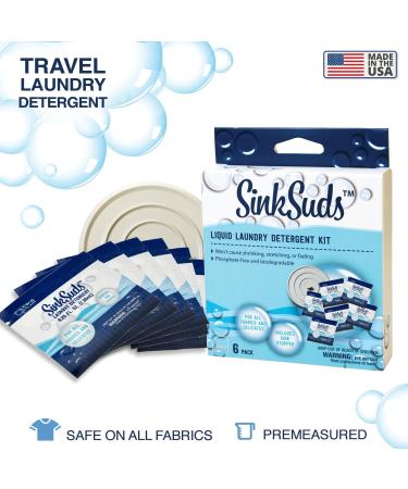 Travel Laundry Detergent Liquid Soap + Odor Eliminator - TSA Compliant 6 Sink Packets for All Fabrics Delicates Safe Compact & Convenient | Buy Online - Buy Online on SooperMarket.com