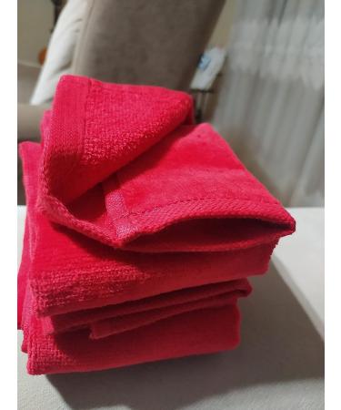 GeorgiaBags Set of 2 Deluxe Premium Red Terry Velour Fingertip Hand Towels - 100% Cotton, 11x18, Hemmed Ends, High Absorbency - Buy Online on SooperMarket.com