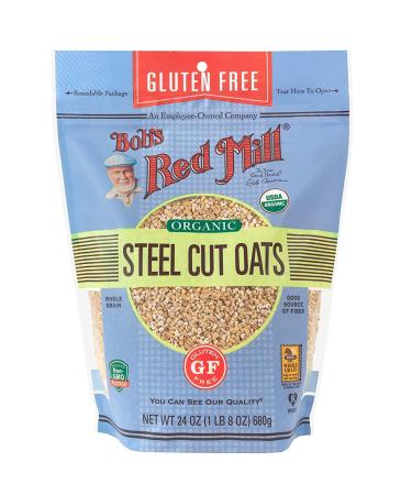 Bob's Red Mill Gluten Free Organic Steel Cut Oats (24 Ounce, Pack of 2) 1.5 Pound (Pack of 2) Resealable