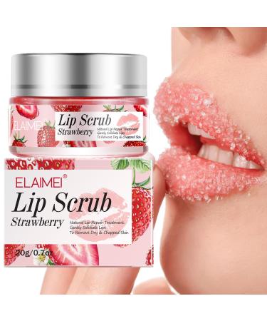 MIELIKKI Lip Scrub Lip Scrubs Exfoliator Sugar Lip Polish Lip Exfoliator Scrubber for Chapped and Dry Lips Lip Moisturizer Lip Care Products Strawberry