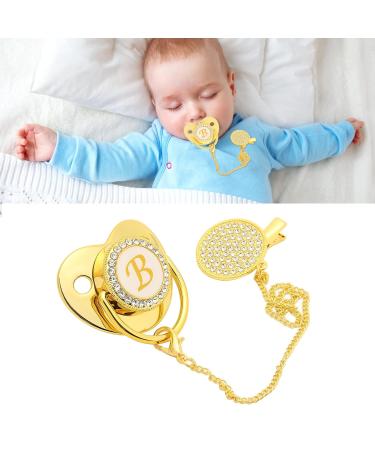 Golden Baby Pacifier - Soft Curved Design Safe Materials 26 Letters Clips for 6-18 Months - Buy Online on SooperMarket.com
