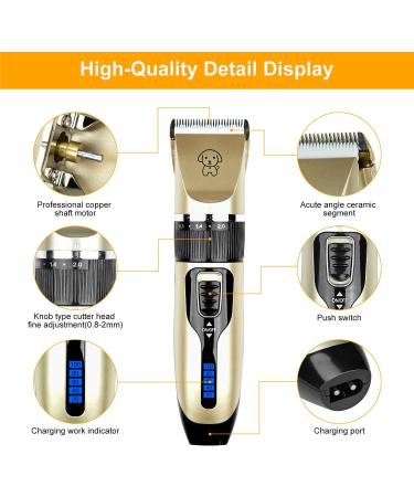 Podazz Electric Dog Grooming Kit Pet Clippers for Small Medium Large Breeds Pet Shaver Low Noise Dog Hair Trimmer Kit Rechargeable Cordless Dog Grooming Clippers Electric Pet Clippers Gold - Buy Online on SooperMarket.com