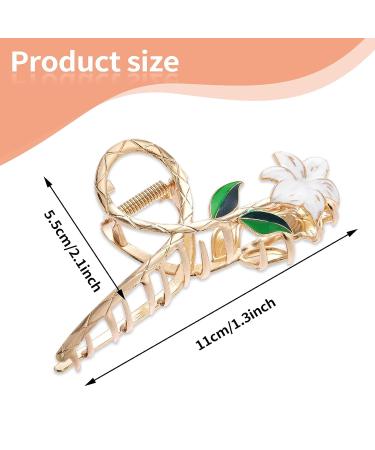 White Lily Metal Hair Claws - Strong Hold Claw Clips for Thick Hair | Lusofie Flower Hair Accessories - Buy Online on SooperMarket.com