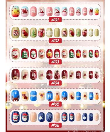 Kalolary 288PC Christmas Press-On Nails for Kids | Fun 3D Santa Snowman Tree Designs | Holiday Nail Art Decoration - Buy Online on SooperMarket.com