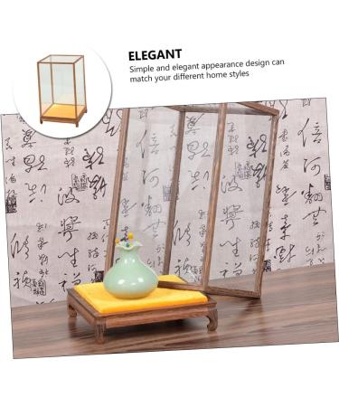 ORFOFE Box Wood Carving Glass Cover clear display stand buddha display stand Display Accessory toy shelf 17x12cm Assorted Color - Buy Online on SooperMarket.com