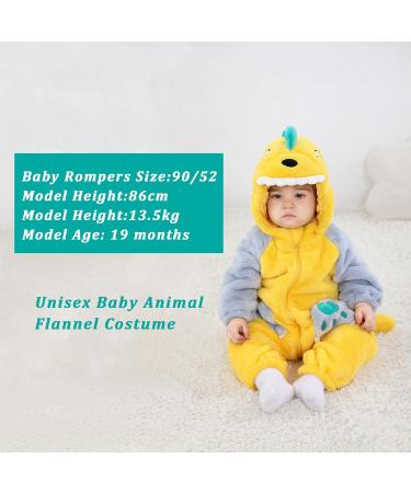 Doladola Baby Romper Dalmatian Animal Onesie | Toddler Jumpsuit Newborn Outfit 2-3.5 Years | Yellow Dinosaur Print - Buy Online on SooperMarket.com