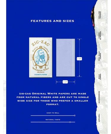 ZIG-ZAG Rolling Papers Original White 70mm Natural Gum Arabic - Pack of 6 (32 Papers per Booklet, 32 Count) - Buy Online on SooperMarket.com