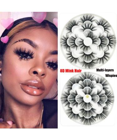 Buy 7 Pairs 8D Mink Hair False Eyelashes - Cruelty-Free Dramatic & Handmade 25mm Lash Extensions - Buy Online on SooperMarket.com