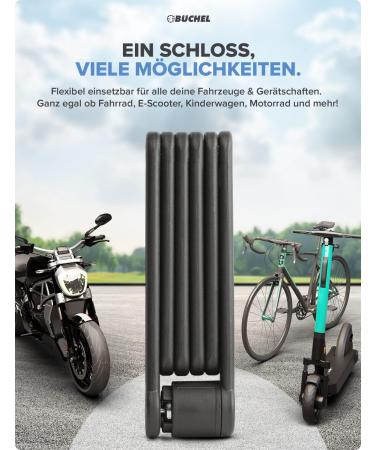 B chel Sekura Folding Lock for Bicycle & Motorcycle - 85cm Black Security Lock | 6053853 - Buy Online on SooperMarket.com