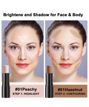 SOYUB Contour Beauty Stick Set - Highlighter & Bronzer Wand for Natural Matte Makeup | Cruelty Free Formula | Peachy & Hazelnut Shades - Buy Online on SooperMarket.com