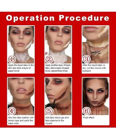 Yeweian Liquid Latex SFX Makeup 2.1 Oz - Halloween Monster Zombie Clown Makeup for Scald Burn Scar Wound Cut Skin Decay - Prosthetics & Old Age Wrinkle Effects - Light Flesh - Buy Online on SooperMarket.com