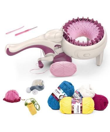 ZILEMOPO 24 Needles Knitting Machines Hand-Operated Knitting Loom Machine for Kids and Adults Knitting Board Rotating Double Knit Loom Machine Kit DIY Knit Scarf Hat Sock