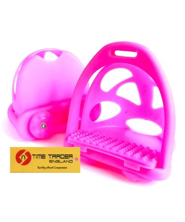 Pair of Safety Toe Cage Stirrups Durable Plastic Lightweight (Pink)