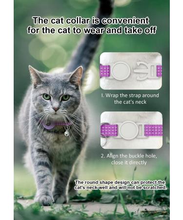 Shop Airtag Cat Neck Band | Reflective Kitten Collar with Holder & Bell | Light Tracker for Young Cats - Purple - Buy Online on SooperMarket.com