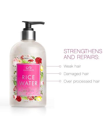 Hairfinity Rice Water Shampoo - Silicone & Sulfate Free Growth Formula for Damaged Dry Curly & Frizzy Hair - 12oz Thickening Solution Safe for Keratin & Color Treated Hair - Buy Online on SooperMarket.com