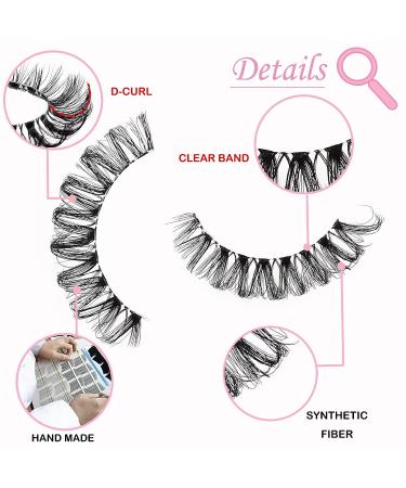 Heracks 14 Pairs D Curl Russian Cat-Eye Lashes | 10-20 MM Fox Eyelashes | Wispy False Eyelashes with Clear Band - Buy Online on SooperMarket.com