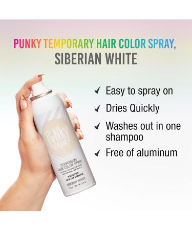 Punky Temporary Hair Color Spray Siberian White Fast-Drying Non-Sticky Non-Damaging Travel Size Hair Dye for Instant Vivid Hair Color 3.5 oz 3.5 Ounce (Pack of 1) Siberian White - Buy Online on SooperMarket.com