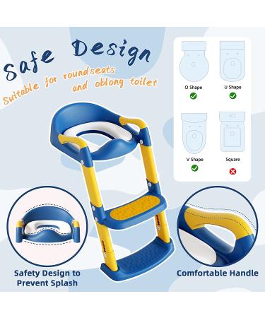 YMINA Potty Training Seat with Step Stool Ladder for Boys Girls - Blue, Foldable, Adjustable, Anti-Slip Pad - Kids Toilet Seat with Handles & Splash Guard - Buy Online on SooperMarket.com