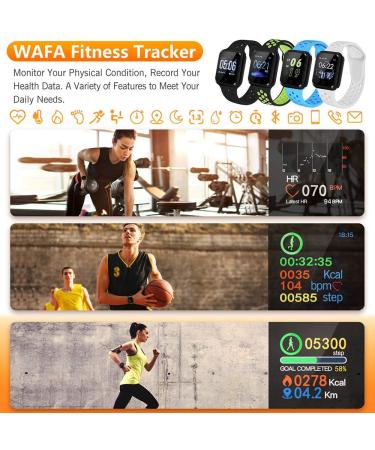 Wafa Fitness Tracker with Heart Rate Blood Pressure Monitor - Waterproof Smart Watch for Kids Women and Men - Activity Tracking Pedometer Watch - Green - Buy Online on SooperMarket.com