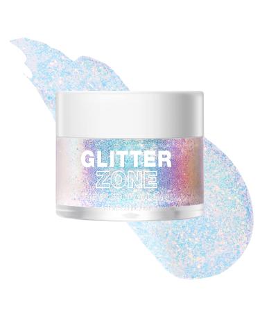 Holographic Body Glitter Gel  Ultra Fine Glitter Gel for Face  Hair  Body  Nail  Eyeshadow  Long Lasting Waterproof Laser Glitter Gel Festival Party Rave Accessories for Women  1.35 oz (1 White)