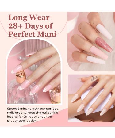 Modelones 10 Pcs Dip Powder Nail Kit Starter Set | Nude Pink Glitter Neutral Skin Colors | 15ml 2 in 1 Base & Top Coat Activator | Nail Art DIY Salon A1- Light Pink - Buy Online on SooperMarket.com