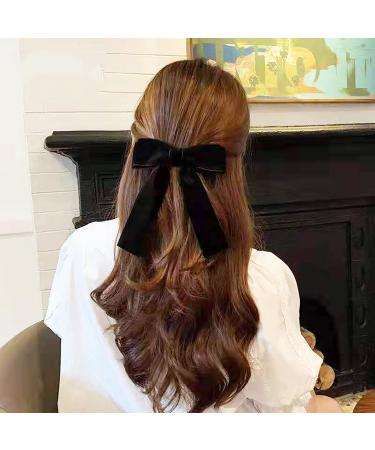 2PCS Handmade Velvet Bow Hair Clips  Headbands for Women Girls  Elegant Hair Ties Hair Styling Accessories  Hair Band Set  Gifts for Mom  Yoga Outdoor Headdress Decor  Red and Black