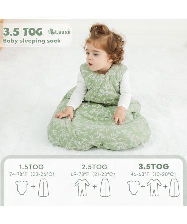 Looxii 3.5 TOG 100% Cotton Baby Sleeping Bag | Newborn Sleepsack for Boys and Girls 12-18 Months | Soft Wearable Blanket | Green Leaf Design - Buy Online on SooperMarket.com