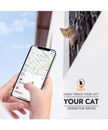 Reflective Airtag Cat Neck Band - Purple Cat Necklace with Bell & Safety Buckle - Compatible with Apple Airtag - Buy Online on SooperMarket.com