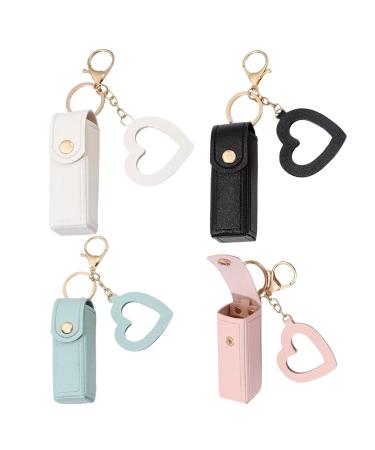 Buy 2PCS Lipstick Case with Heart Mirror | Portable Lip Balm Holder & Keyring Pouch for Women - Perfect Gift - Buy Online on SooperMarket.com