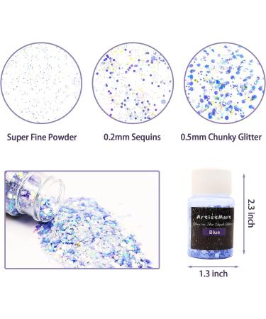 Glow in The Dark Chunky Glitter Set - 12 Colors - High Luminous Holographic Glitter for Crafts, Tumblers, Resin, Epoxy, Slime - Cosmetic Grade for Nails, Face, Body - 144g - Buy Online on SooperMarket.com