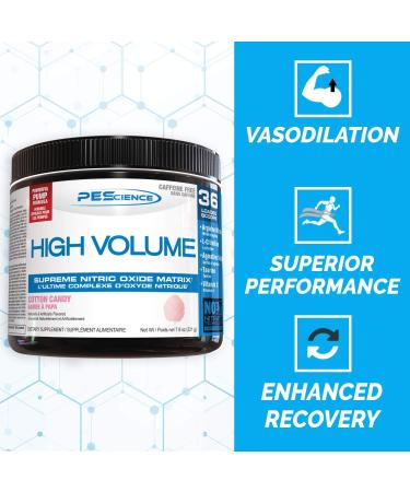 PEScience High Volume Pre Workout Powder with L Arginine Nitrate Cotton Candy 36 Scoops Caffeine Free - Buy Online on SooperMarket.com