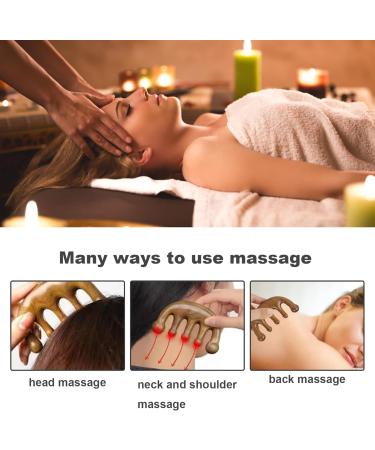 Scalp Massage Tool - Natural Lymphatic Drainage | 2PC Round Tooth Sandalwood Multi-Functional Handheld Head Skin Massager - Buy Online on SooperMarket.com