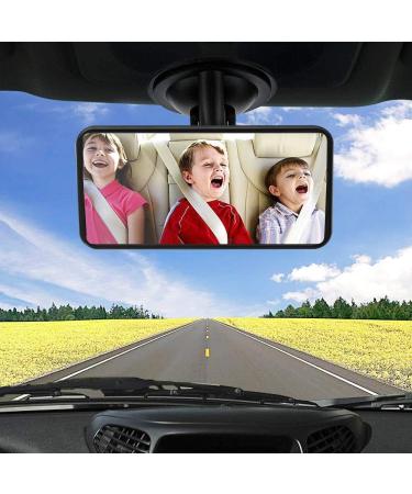 Adjustable Baby Car Mirror | Wide Angle Convex Rearview Mirror for Toddler | Suction Cup | Black - Buy Online on SooperMarket.com