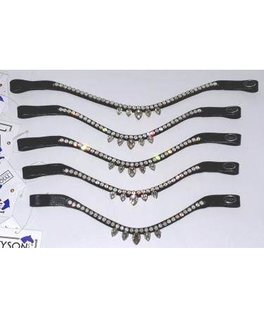 Tyssons Breeches Herring Band Drops Diadem Herring straps Minishetty Shetty Pony VB WB Leather Glitzer Strass Black crystal white glittering belt (Minishetty)