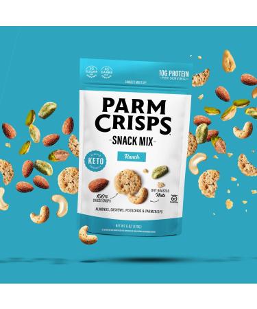 ParmCrisps Ranch Cheese Snack Mix with Nuts | High-Protein, Low Carb, Gluten-Free | 100% Cheese Crisps, Almonds, Cashews, Pistachios | 6oz (Pack of 3) - Buy Online on SooperMarket.com