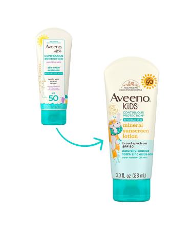 Aveeno Kids Zinc Oxide Mineral Sunscreen Lotion for Sensitive Skin - 3 Fl Oz - Buy Online on SooperMarket.com