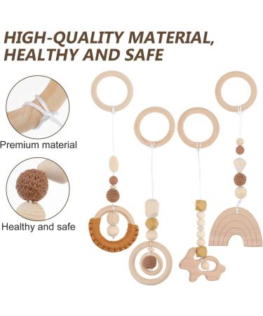 KESYOO 4Pcs Hanging Wooden Baby Toys Set for Play Gym and Teething - Baby Rattle Pendant Toy for Newborns - Light Brown - Buy Online on SooperMarket.com