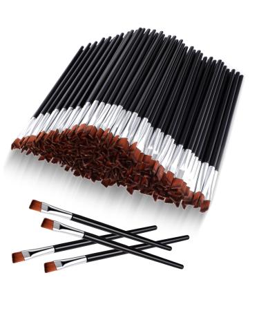 Gerrii 200 Pieces Disposable Angled Eyebrow Brushes Bulk Brow Tint Brushes Eye Makeup Brush Eyeliner Brush Tinting for Women Girls Salon Beauty Cosmetic Make up Tool Esthetician Supplies(Silver)