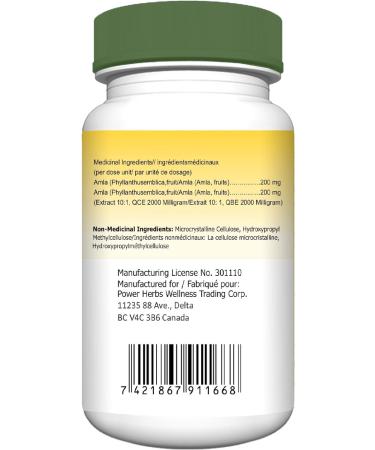 Power Herbs Pure Amla (Indian Gooseberry) 60 Veg Capsules - Buy Online on SooperMarket.com