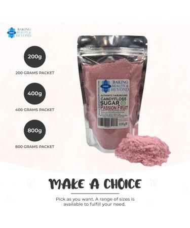 Baking Beauty and Beyond Passion Fruit Flavour Premium Floss Sugar - 400g Bulk Cotton Candy Flossing Sugar with Natural Ingredients - Buy Online on SooperMarket.com