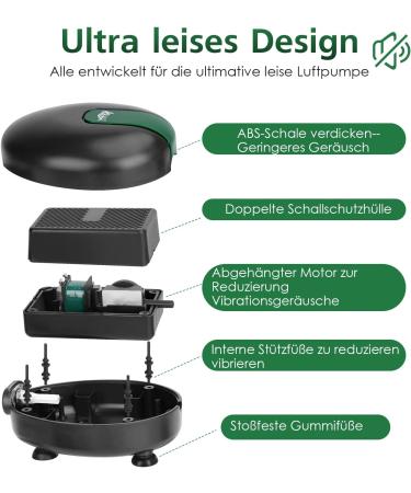 AQQA Ultra Quiet Aquarium Air Pump | 8W Adjustable Oxygen Pump with Double Outlet for 1200L - International Shipping - Buy Online on SooperMarket.com