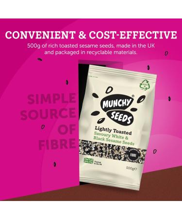 Mixed Black & White Savory Toasted Sesame Seeds by Munchy Seeds - Perfect Vegan Snack Protein-Rich Ideal for Salads & Sushi Nutrient-Dense 500g Mixed Sesame Seeds - Buy Online on SooperMarket.com