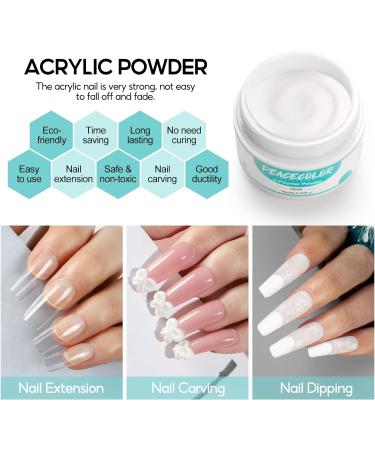 PEACECOLOR 2 x 8g Clear Acrylic Powder for Nail Extension 3D Carving French Nails Acrylic Nails Supplies AC-23 - Buy Online on SooperMarket.com