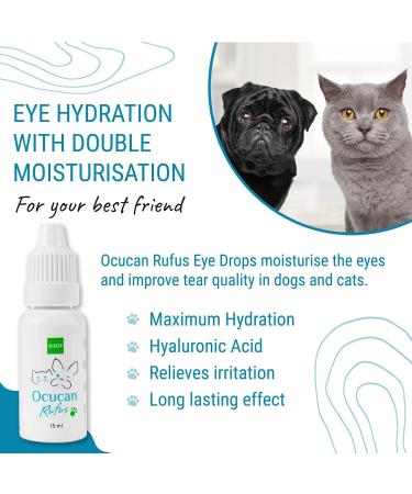 Ocucan Moisturising Eye Drops with Hyaluronic Acid for the Eyes of Dogs. Lubricating Relief Drops for Dry Eyes 15 ml - Buy Online on SooperMarket.com