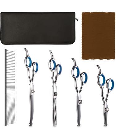 Pogeair 6-in-1 Safety Round Head Stainless Steel Dog Grooming Scissors Kit - Heavy Duty Titanium Coated Pet Grooming Scissors for Dogs, Cats & Other Pets - Buy Online on SooperMarket.com